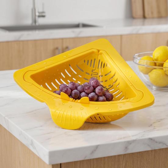 2 Peças Peneira Magnética Triangular para Ralo de Pia, Filtro de Resíduos de Alimentos para Cozinha com Fundo de Rosca, Suporte de Esponja à Prova de Ferrugem, Organizador de Canto de Pia, Casa