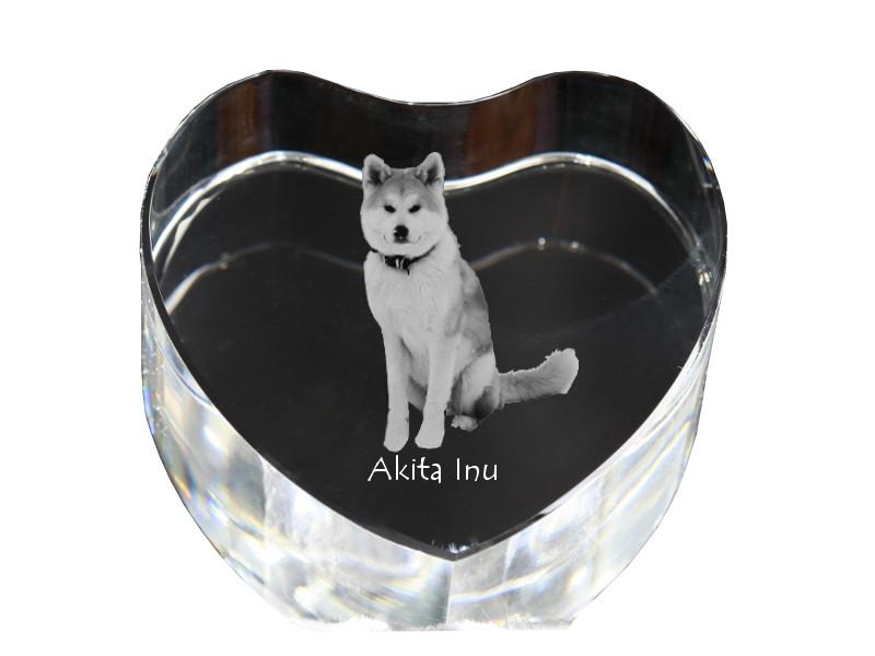 

Akita, Akita Inu - a photo of a dog in crystal, crystal heart, unique photo frame from the Art-Dog brand прозорий