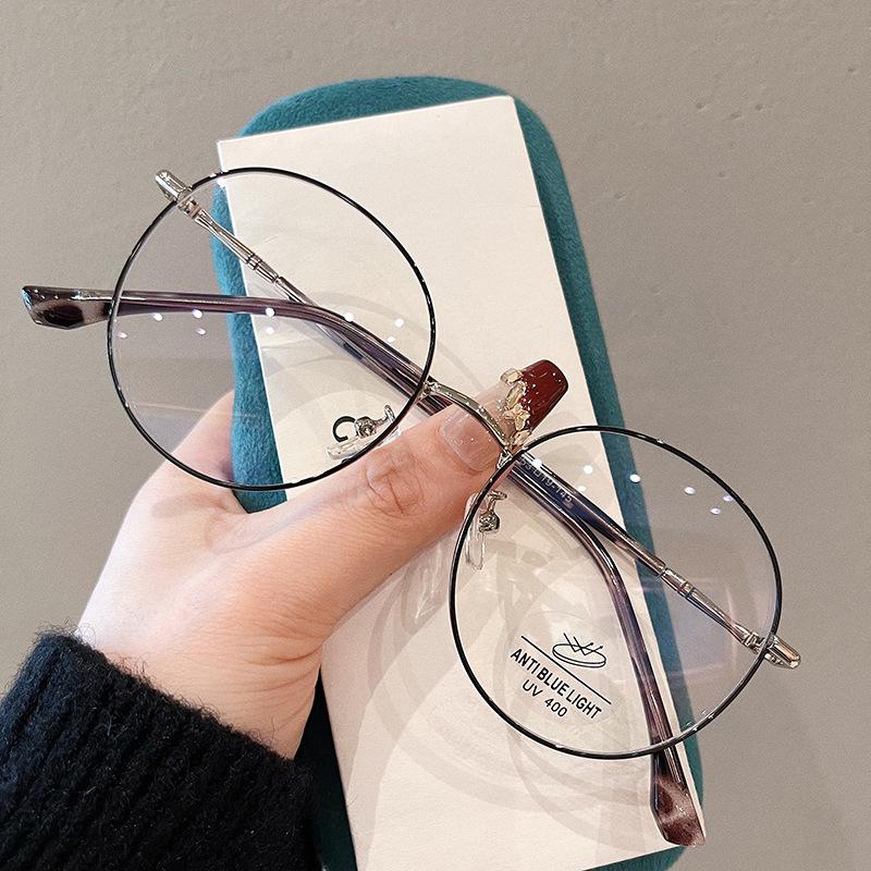 Classic Blue Light Blocking Women Glasses Frame Fashion Round Metal Reading Eyewear Optical Prescription Presbyopia Eyeglasses