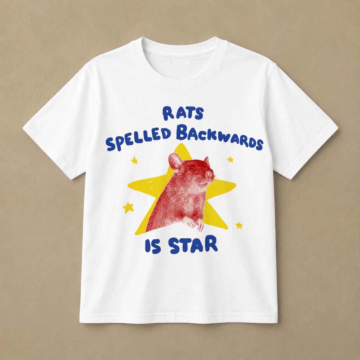 Rats Spelled Backwards Is Star T-Shirt Funny Meme Graphic Tee Irony Gen Z Gift M