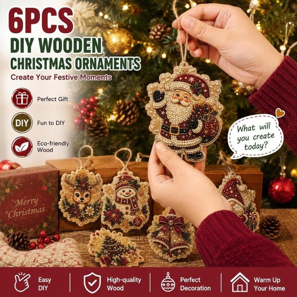 6 Stück Aufhängeschnur DIY Bastelornament Set Weihnachtsthema Weihnachtsdekoration Fensterdekoration