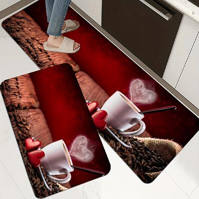 1 stuks liefde koffie print keukentapijt, houten plank patroon spons keukenmat voor vloer antislip gangtapijt, kind antislip vloermat