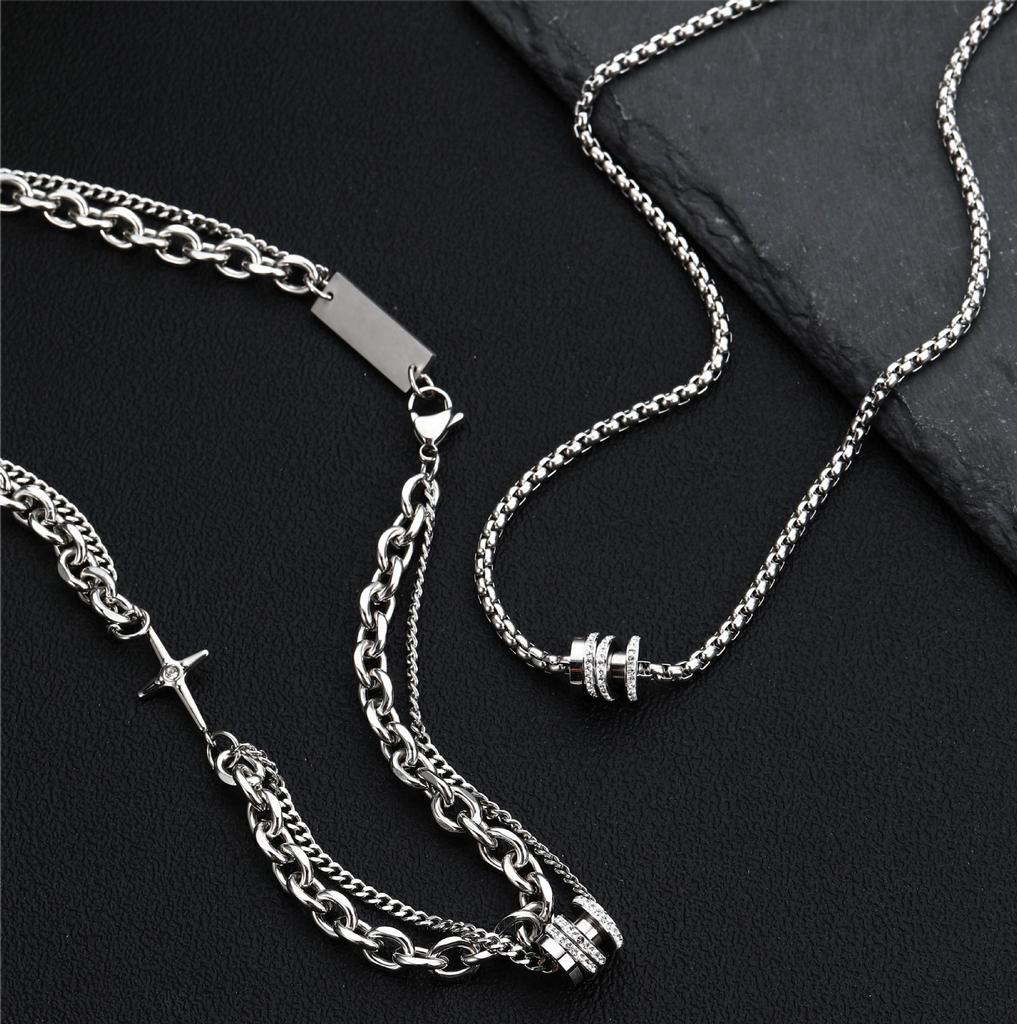 Niche Design High-end Female Cool Necklace Male Tide Stacked Wearing Diamond-encrusted Double-layer Couple Transfer Pendant 2026