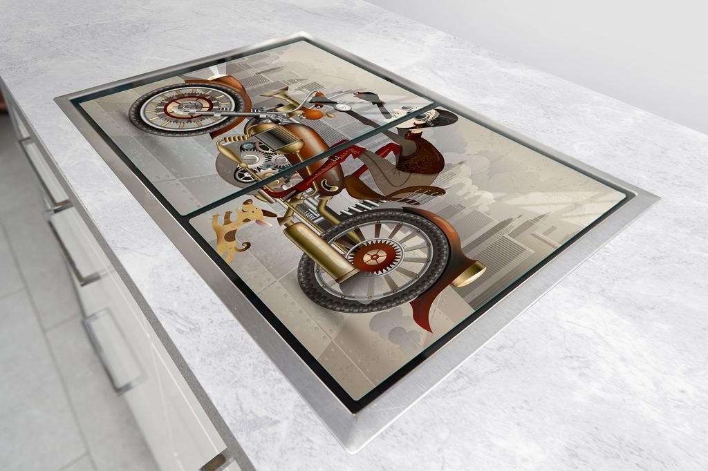 SZKLANA PŁYTA OCHRONNA NA KUCHENKĘ 85x52 MOTOCYKL