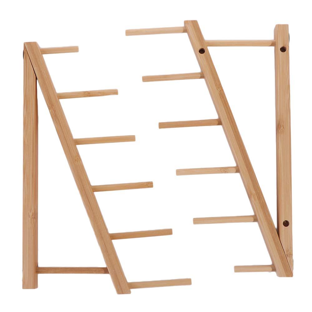 Drying Bamboo Dish Rack Ladder Type Dish Drain Rack Practical Kitchen Storage Stand  School/Office