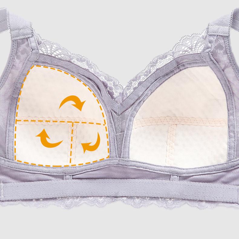 No Steel Ring Bra Women's Underwear Large Size Thin Design Adjustable Bra Adjustable Bra Double Breasted Upper Support Anti Sagging Bra