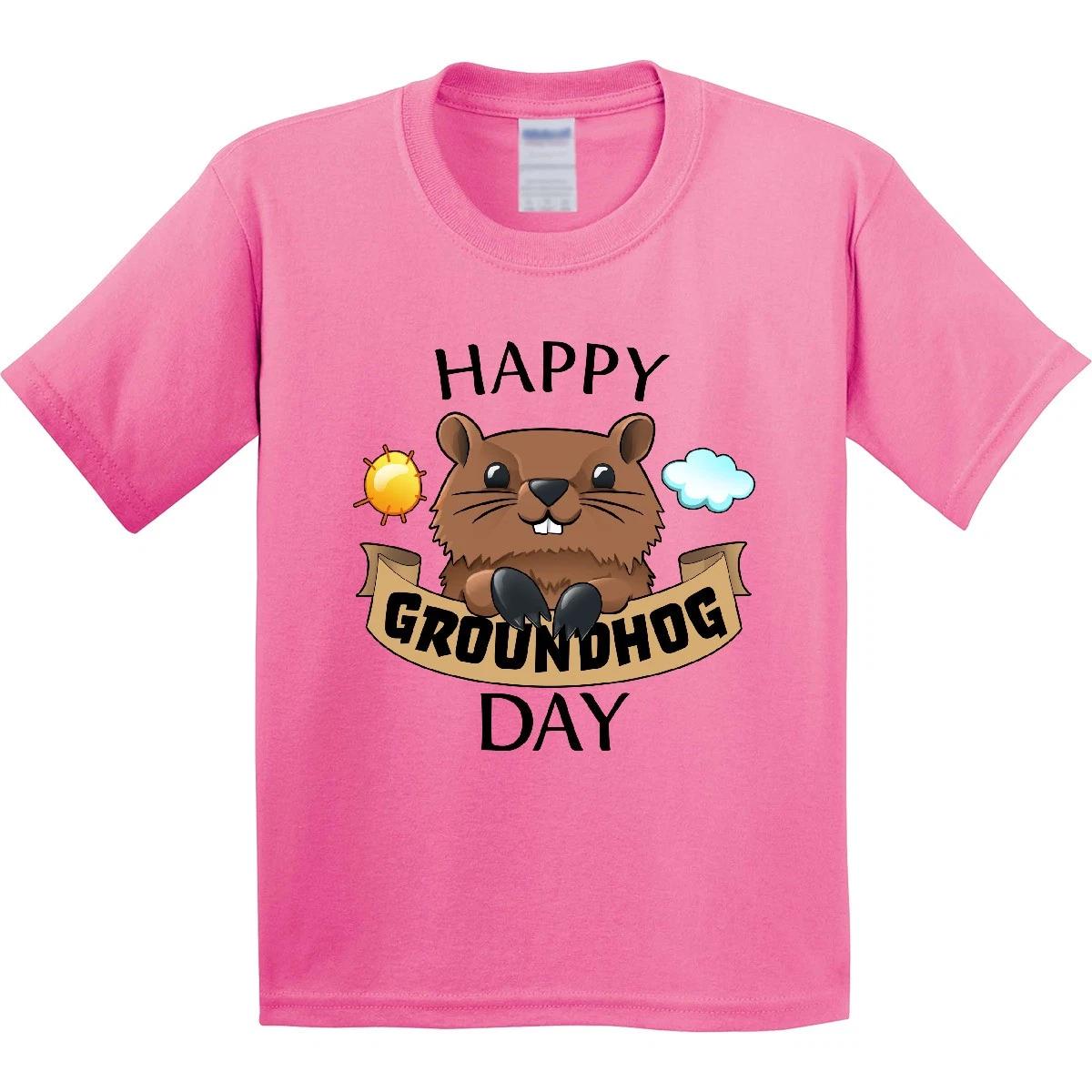 Inktastic Happy Groundhog Day- Cute Youth kids boys T-Shirt Fun Celebrate Family Holiday 120