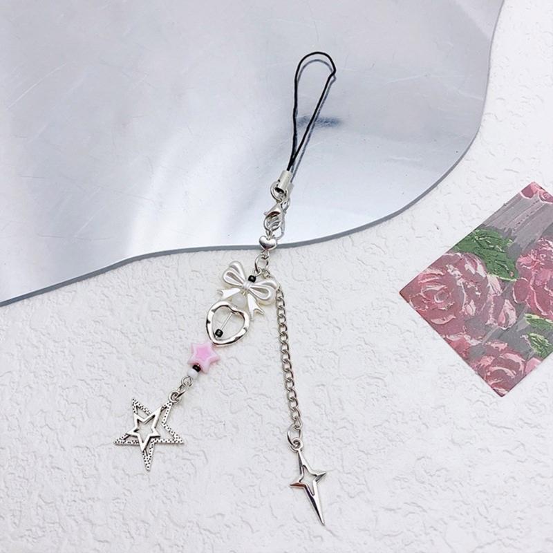 Eye Catching Phone Charm Unique Bowknot Keyring Stylish Keychain Phone Accessories Bag Pendant for Purse Backpack Wallet