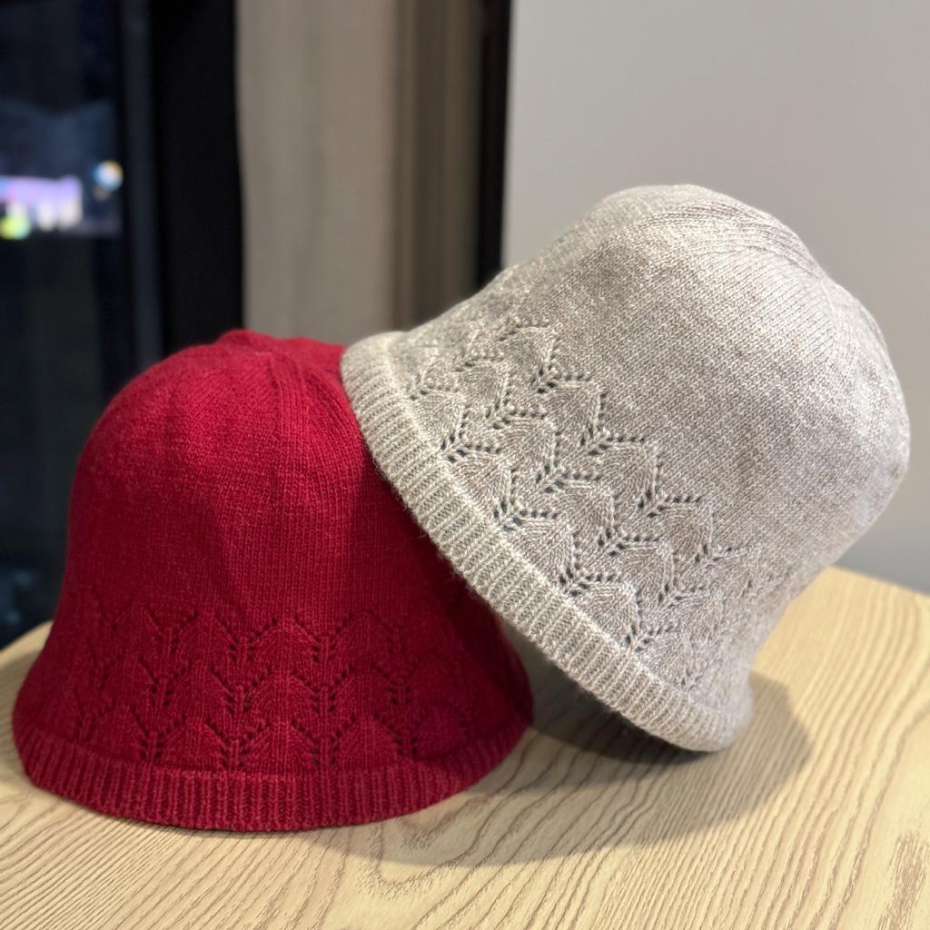 Korean Style Ins Wool Pullover Knitted Hat for Women Niche Hollow Hat Baotou Hat Casual Versatile Warm and Cold Hat Trendy