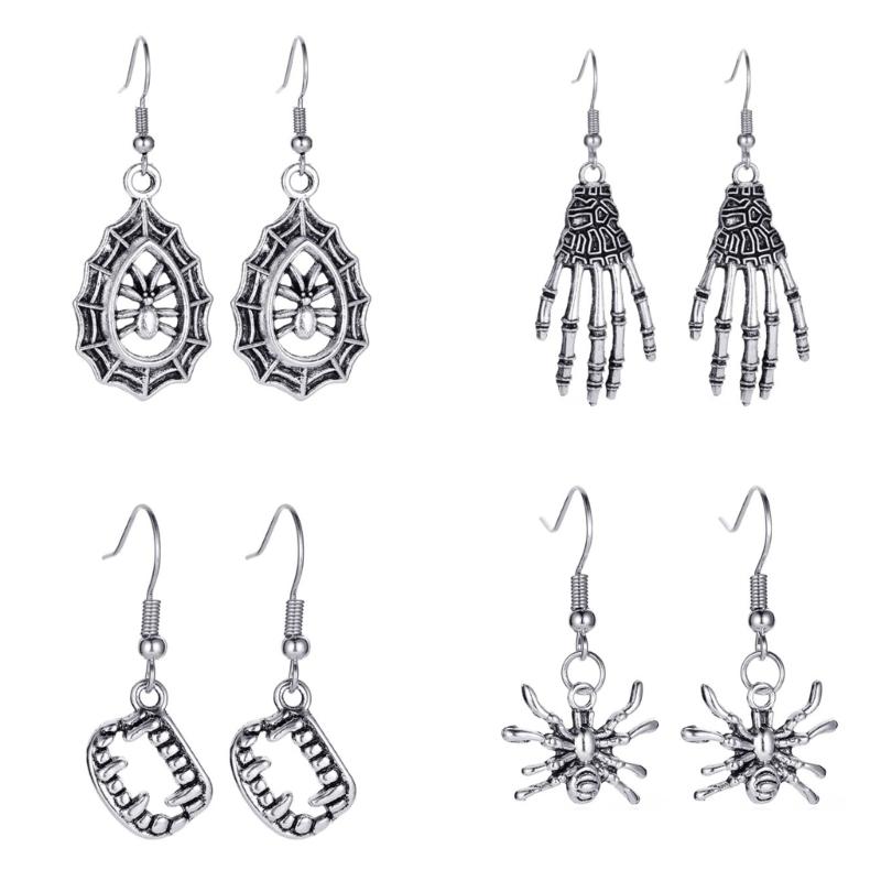 Bat Spider Dangle Earrings Women Jointed Skeleton Long Ear Drop Earrings Stud Halloween Goth Punk Costume Accessories