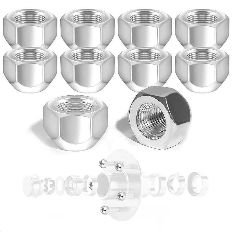 20 PCS 1/2-20 Inch Zinc-Plated Steel Trailer 509 Lug Nuts Fit For 1/2" Wheel Lug Studs Dexter EZ Lube Trailer Camper RV Truck, Axle Hub Tire Open End