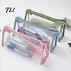 School Supplies Case Transparent PVC Pencil Case, Large Capacity Waterproof Stationery Student Pen Storage Organizer, Durable Zipper Bag for Exam