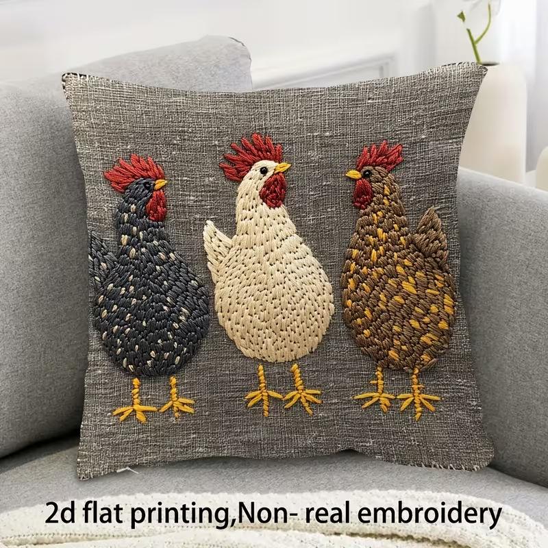 Cute Animals Print Pillowcase: 2D Flat Printing, Non-real Embroidery, Night Sofa  Night Sofa Cushion