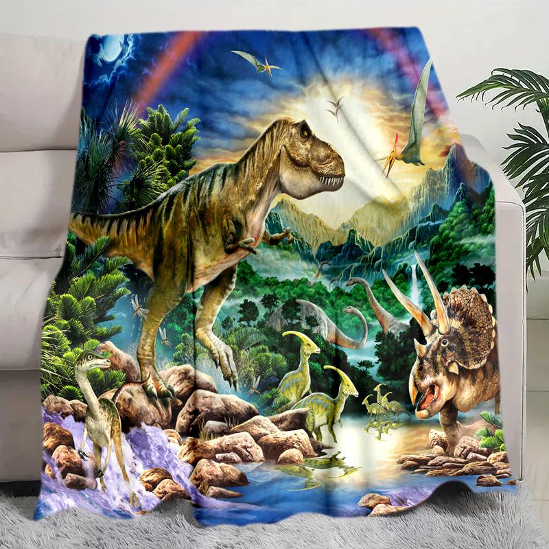 Dinosaur Adventure Blanket Perfect All Seasons Soft Comfortable Sofa Office Nap Travel Birthday Gift Christmas Present