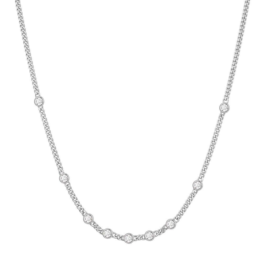 

Silver Multi-Station Round Stone Chain 925 Silver Necklace N066-05H