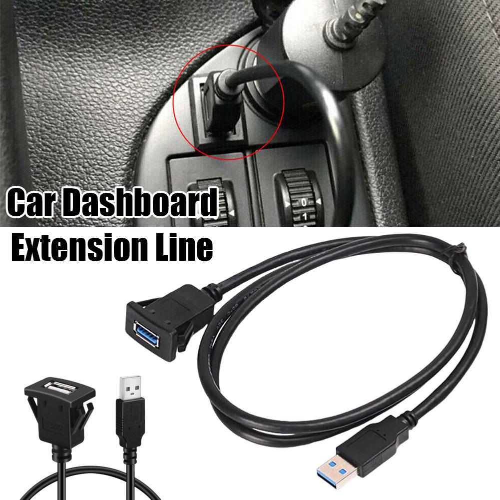 For Auto Truck Boat 1m/3.3ft Single Port USB 3.0 A Mount M/F To Female Car A Cables Dashboard Extension Flush Male USB3.0 C4C7