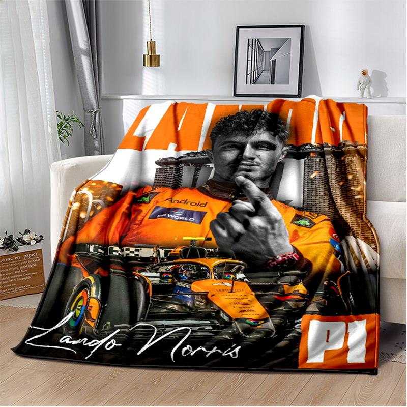 Manta Suave de Felpa Lando Norris Piloto F1, Manta de Franela Manta de Tiro para Sala de Estar Dormitorio Cama Sofá Oficina Cubierta Regalo