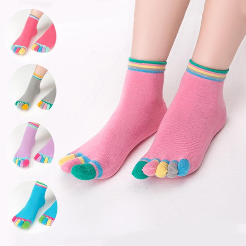 Women Colorful Cotton Five Toe Separator Socks Breathable Heel Grip Sweat Absorbent Wholesale Pack Everyday Comfort Essential