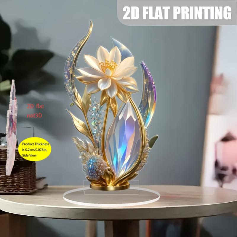 2D Flat Acrylic Colored Crystal Lotus Decoration, Indoor and Outdoor Decoration - No Battery/electricity Required, Free Day Decoration, Sh