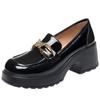 Bright leather platform British style small leather shoes women's spring women's shoes thick heel single shoes loafers
