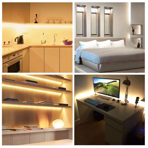 LEKE COB Tape Light LED Strip Light Flexible High Density LED Tape Light 3m 320LEDs/m Light Bulb Color 3000K DC5V 180° Emission CRI>=90, Double-Sided