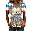 Women's Casual V Neck Short Sleeve T Shirt Oktoberfest Print Top Lightweight Comfortable Summer Tee for Everyday Wear