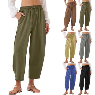 Women's Summer High Waisted Pants Casual Trouser Slacks With Pockets