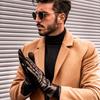 Harssidanzar Luxury Italian Sheepskin Leather Gloves with Cashmere Stitching for Size XS Men's Warmth, Black,