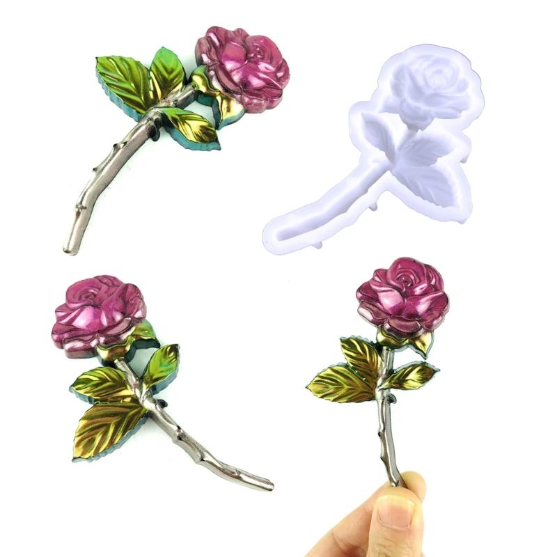 Flower Silicone Resin Mold,Rose Epoxy Resin Casting Mold for DIY Craft Car Pendant Jewelry Making Keychain Silicone Mold