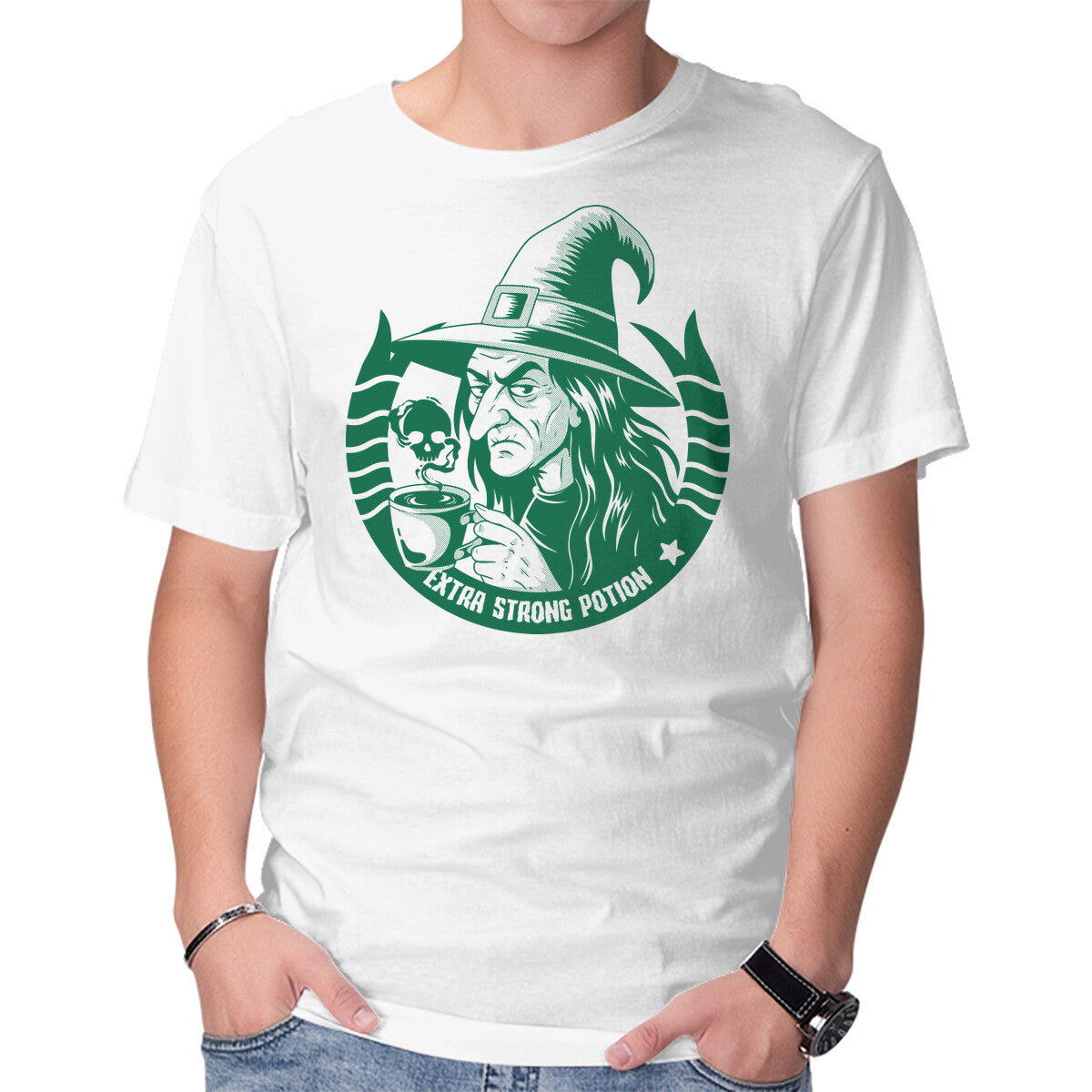 Unisex Crew Neck T-Shirt Witch’s Extra Strong Potion Graphic Short Sleeve Casual Tee M
