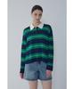 Bobeu Stripe Pattern Collared Pullover_Green 7156250001
