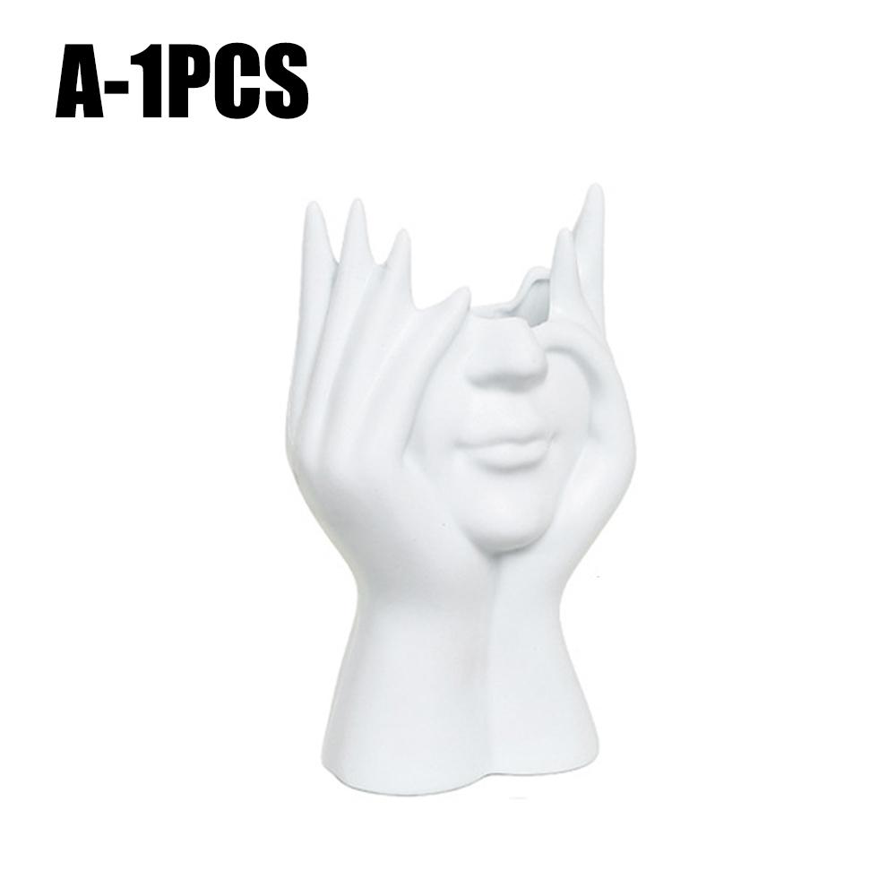 Gesicht Körper Kunst Make-up Pinselhalter Schreibtisch Aufbewahrungs-Organizer Badezimmer Kosmetik Aufbewahrungsbox Halbgesichts Porträt Kunst Vase Dekor