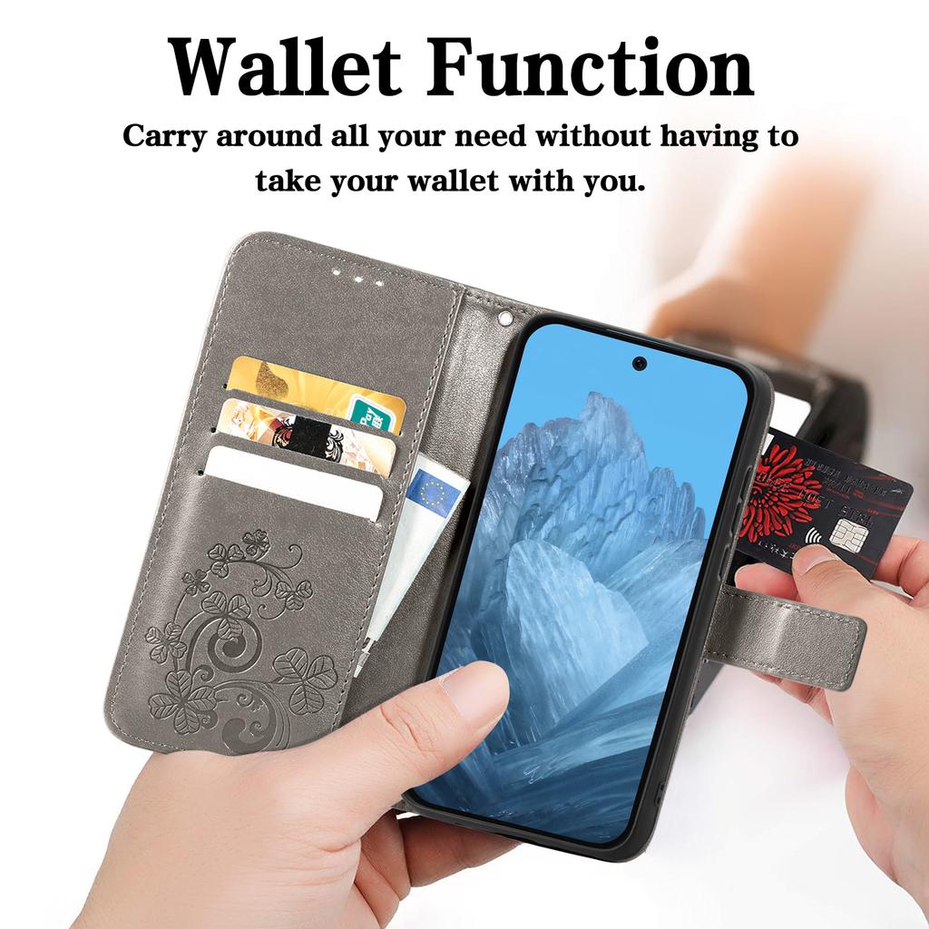 For Motorola Moto G86 5G Lærveske Firkløver Lommebok Telefondeksel