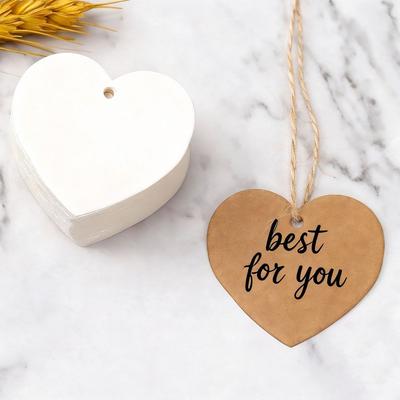 100pcs Heart Shaped Cards Blank Cards Label Handwritten Blessings Kraft Paper Hand Gift Hanging Tag Hanging Decoration