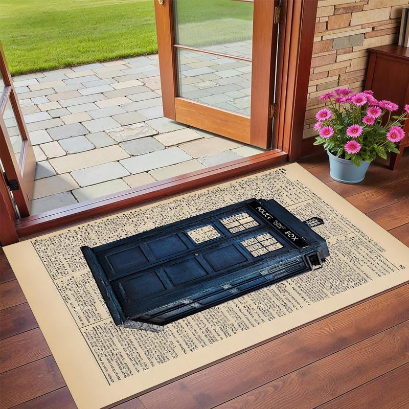 Anti‑Slip Crystal Velvet Floor Rug, Doctor Who Design Carpet for Indoor Living Bedroom Home Decoration