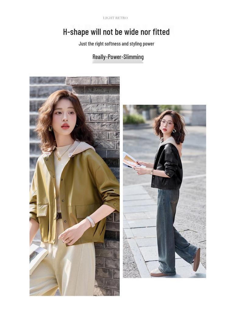 Women's Genuine Leather Jacket - Casual, Versatile Sheepskin Coat for Autumn and Winter