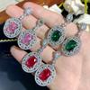 New Earrings Accessories Fashion Colorful Treasure S925 Silver Needle Light Luxury High-end Versatile Zircon Hollow Women's