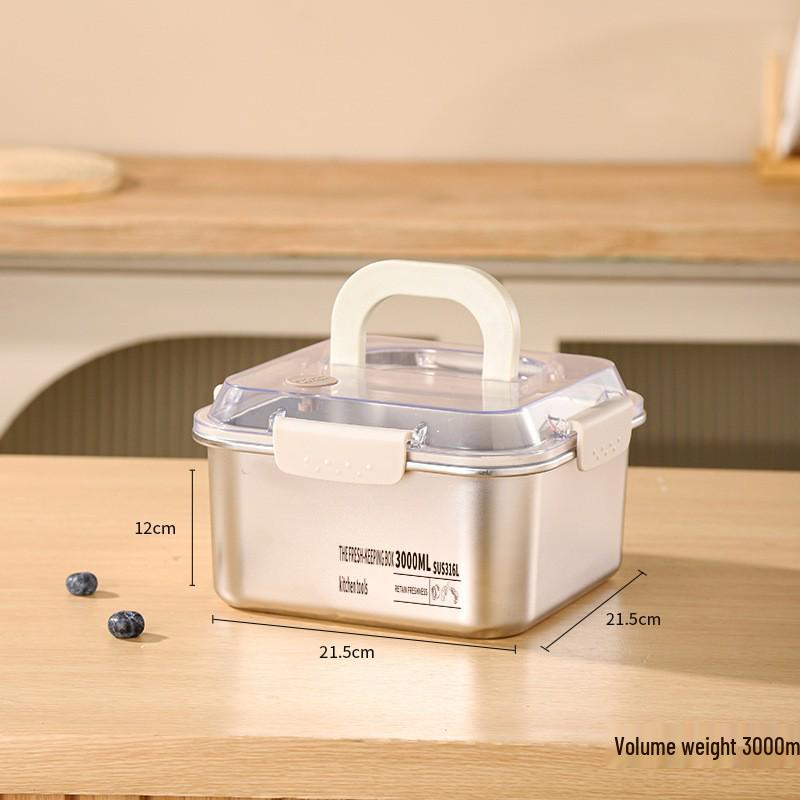 Portable 316 Stainless Steel Food-Grade Sealed Lunch Box with Lid for Fresh-Keeping and Picnic Use