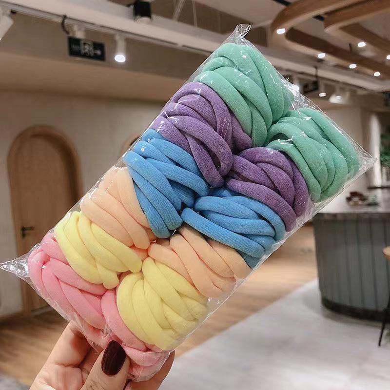 In-stock 50-piece Gradient Hair Ties Set - High Elasticity Seamless Colorful Ropes for Girls
