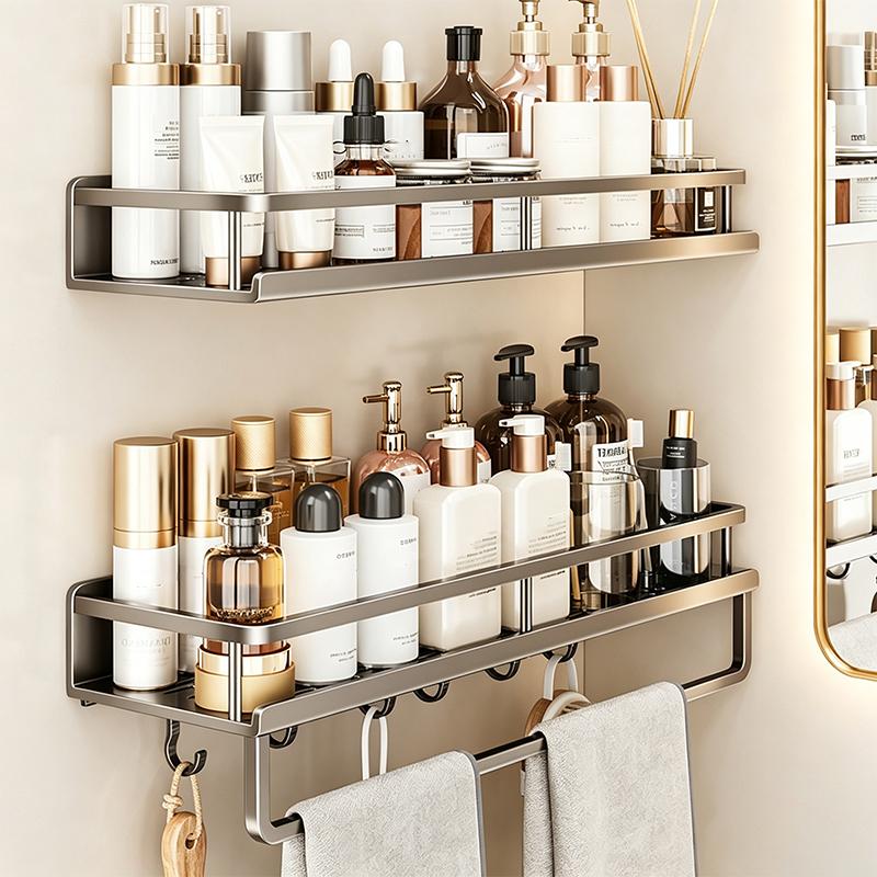 Wandmontiertes Mehrzweck-Badezimmerregal Rostfreies Aluminium-Aufbewahrungsregal für Küche und Zuhause