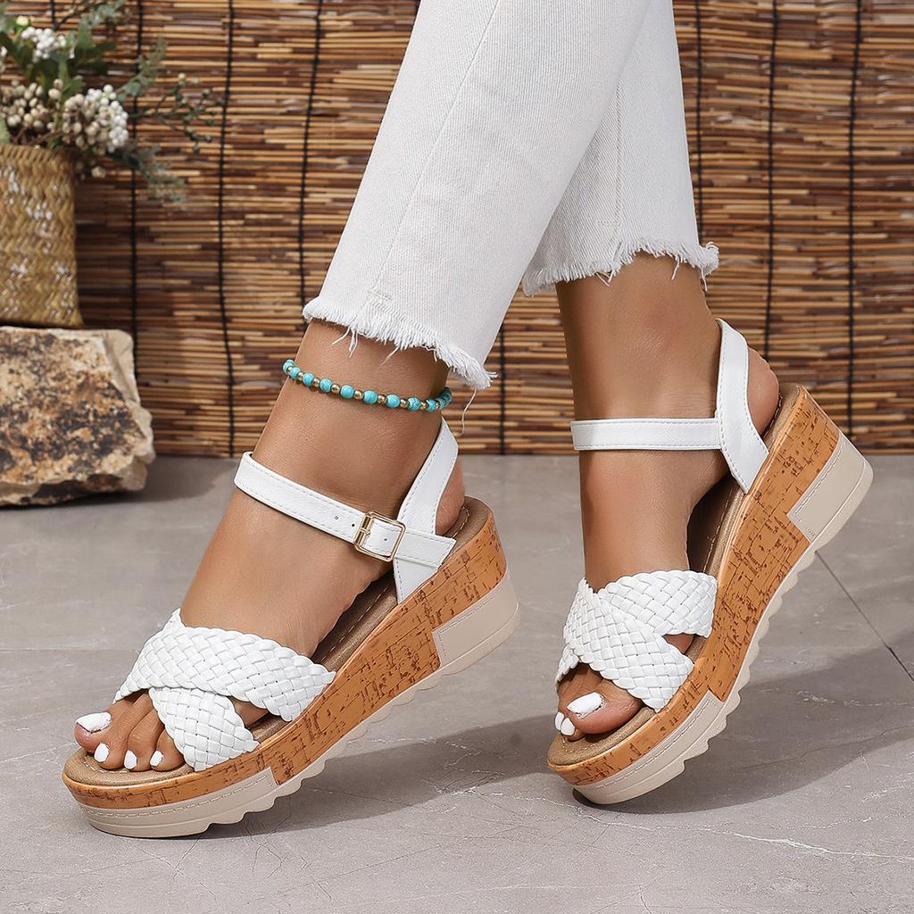 Fashion Shoes for Women Summer Fashion Platform Wedges Buckle Strap Non-slip Sandals Casual Plus Size 36-41 Women Footwear 2025