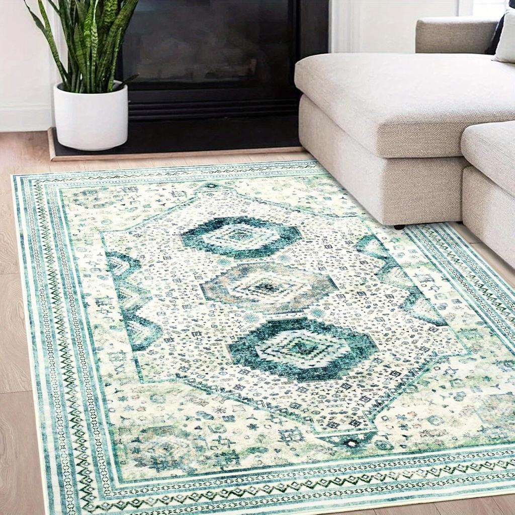 Bohemian Soft Flannel Area Rugs, Living Room Coffee Table, Sofa Carpet, Study, Bedroom, Waterproof and Dirt Resistant Carpet