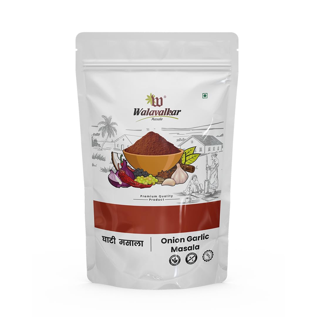 

Walavalkar Onion Garlic Masala Powder 200g - Kolhapuri Kanda Lasun Blend for Veg/Non-Veg, No MSG, Colors, Preservatives