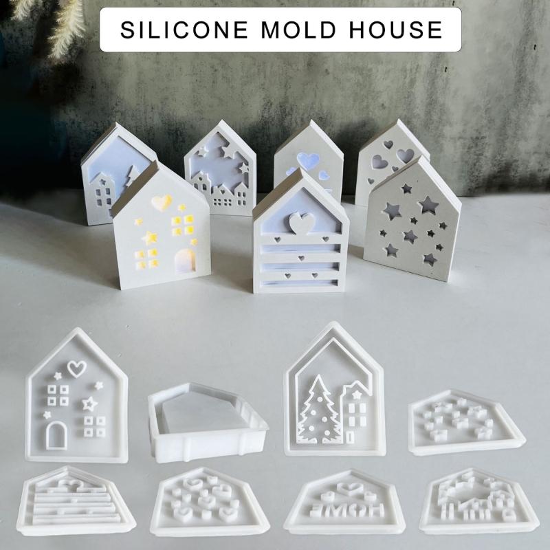 Desktop-Ornamentform Flexible Silikonform für 3D-Hausfigur Tischdekoration Schmuckherstellungsmaterialien