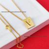 Arc de Triomphe Letter Choker: Brass Gold-Plated Small Square Tag Necklace with Initial Pendant