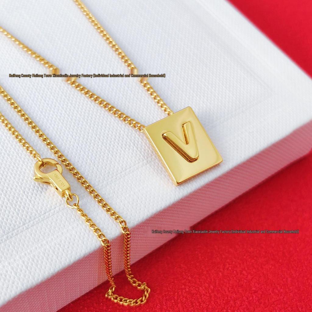 Arc de Triomphe Letter Choker: Brass Gold-Plated Small Square Tag Necklace with Initial Pendant