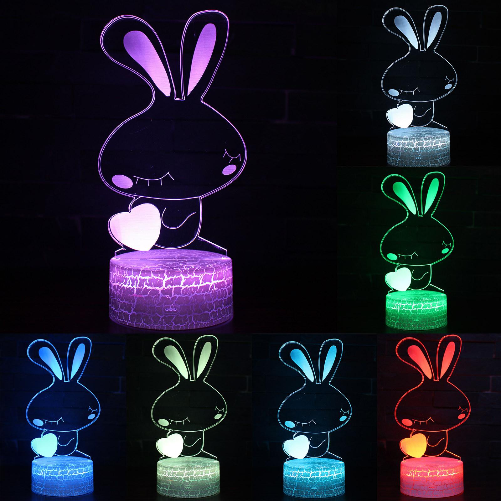 

Пасхальный 3D ночник с кроликом, ночник, красочный светодиодный ночник, USB-светильник, подарок