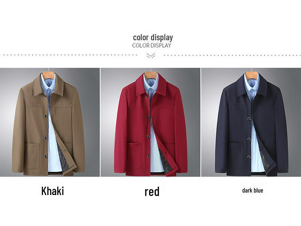 Men's Plus Size Business Casual Jacket - 2021 Autumn Button-Down, Turn-Down Collar, Dad's Outfit for Middle-Aged Men