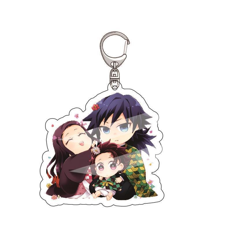 Anime Demon Slayer Acrylic Keychain Tanjiro Kamado Nezuko Zenitsu Agatsuma Inosuke Hashibira Pendant Charm 4PCS Collection Beautiful Gift