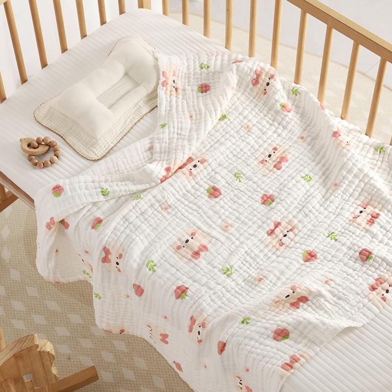 110x110cm High Density Pure Cotton Six-Layer Gauze Baby Bath Towel and Toddler Blanket